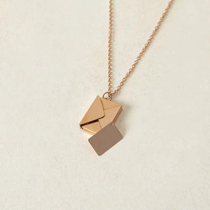Personalized Envelope Locket Necklace – Custom Engraved Pendant with AR Experience | Smart Tech Jewelry in Gold, Rose, & White Gold