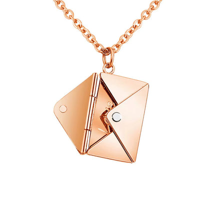 Personalized Envelope Locket Necklace – Custom Engraved Pendant with AR Experience | Smart Tech Jewelry in Gold, Rose, & White Gold